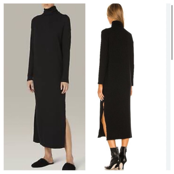 F120 ENZA COSTA Sweater Rib Dress Black - Picture 2 of 8